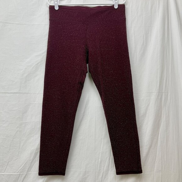 Aeria Elastic Waist Sparkle Leggings Women XL Maroon - Picture 1 of 6